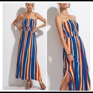 Strapless Smock Waist Maxi Dress